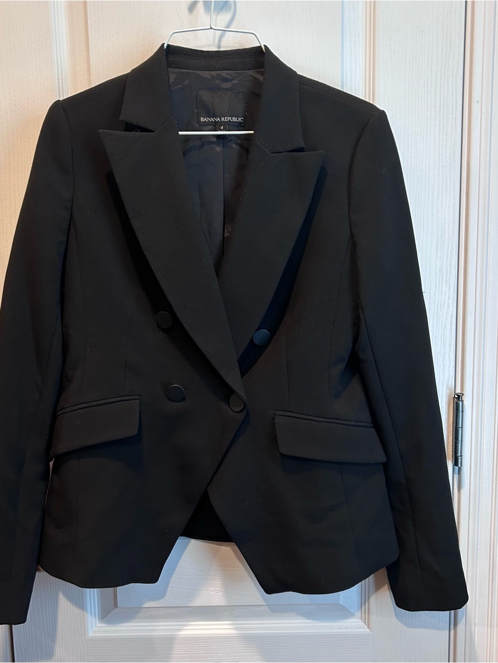 Banana Republic Black Double Breasted Blazer Peaked Lapel Tuxedo Jacket Size 4
